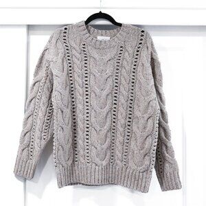 Wilfred Small Aritzia Bronco Sweater Tan Chunky Cable Knit Sweater